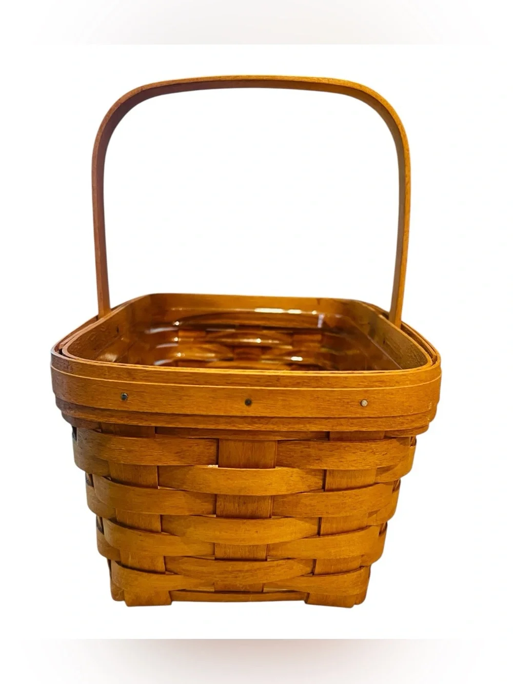 1994 Longaberger Medium Market Basket Handwoven Rectangle Wood Handle USA